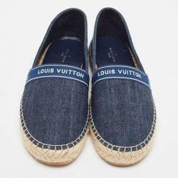 Louis Vuitton Blue Denim and Leather Espadrille Flats Size 37