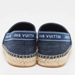 Louis Vuitton Blue Denim and Leather Espadrille Flats Size 37