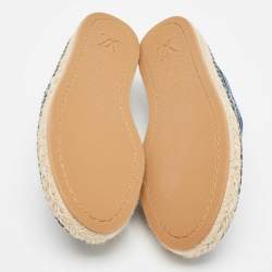 Louis Vuitton Blue Denim and Leather Espadrille Flats Size 37