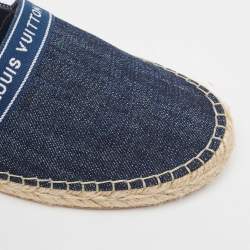 Louis Vuitton Blue Denim and Leather Espadrille Flats Size 37