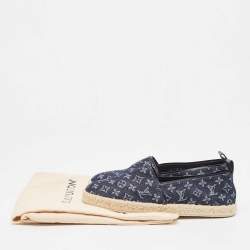 Pre Owned Louis Vuitton Navy Blue Denim Waterfall Espadrille Flats Size 37