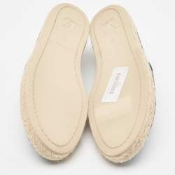 Pre Owned Louis Vuitton Navy Blue Denim Waterfall Espadrille Flats Size 37
