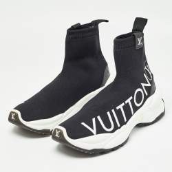 Pre Owned Louis Vuitton Black Knit Fabric Sock Sneakers Size 39