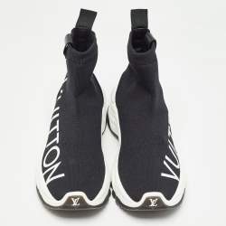 Pre Owned Louis Vuitton Black Knit Fabric Sock Sneakers Size 39