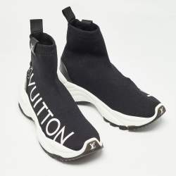 Pre Owned Louis Vuitton Black Knit Fabric Sock Sneakers Size 39