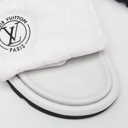 Louis Vuitton White Leather Velcro Flat Slides Size 40