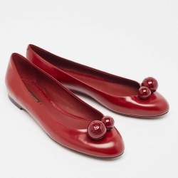 Louis Vuitton Burgundy Leather Betty Ballet Flats Size 39.5