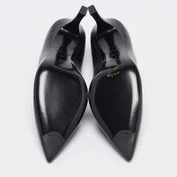 Pre Owned Louis Vuitton Black/Brown Monogram Coated Canvas and Leather Studded Pointed Toe Pumps Size 37