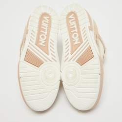 Pre Owned Louis Vuitton Pink/Cream Nubuck Leather LV Trainer Sneakers Size 37.5