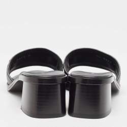 Louis Vuitton Black Leather Lock It Slide Sandals Size 35.5