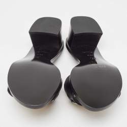 Louis Vuitton Black Leather Lock It Slide Sandals Size 35.5