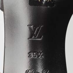 Louis Vuitton Black Leather Lock It Slide Sandals Size 35.5