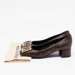 Pre Owned Louis Vuitton Brown Monogram Canvas Madeleine Pumps Size 38.5 