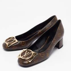 Pre Owned Louis Vuitton Brown Monogram Canvas Madeleine Pumps Size 38.5 