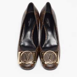 Pre Owned Louis Vuitton Brown Monogram Canvas Madeleine Pumps Size 38.5 