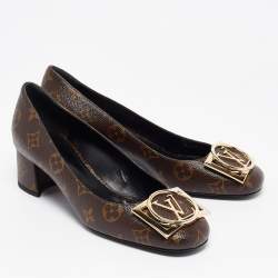 Pre Owned Louis Vuitton Brown Monogram Canvas Madeleine Pumps Size 38.5 