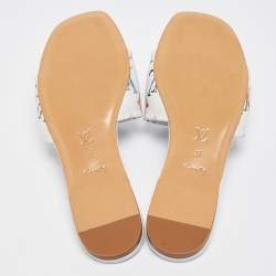 Louis Vuitton White Monogram Embossed Leather Revival Flat Slides Size 37