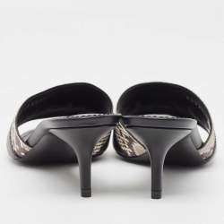 Louis Vuitton Black/Brown Leather and Python Slide Sandals Size 37