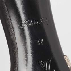 Louis Vuitton Black/Brown Leather and Python Slide Sandals Size 37