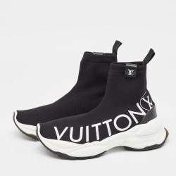Louis Vuitton Black Knit Fabric Run 55 Sneakers Size 38.5
