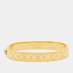Louis Vuitton Crystal Monogram Nanogram Gold Tone Strass Cuff Bracelet M