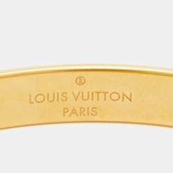 Louis Vuitton Crystal Monogram Nanogram Gold Tone Strass Cuff Bracelet M