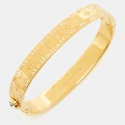 Louis Vuitton Crystal Monogram Nanogram Gold Tone Strass Cuff Bracelet M
