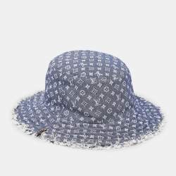 Pre Owned Louis Vuitton Blue Bobbygram Denim Bucket Hat M