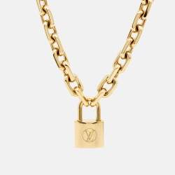 Pre Owned Louis Vuitton  LV Edge  Cadenas  Gold Tone Necklace