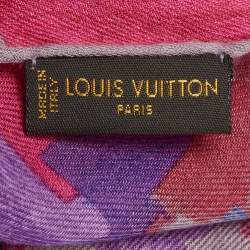 Pre Owned Louis Vuitton Pale Purple Monogram Scribble Print Cashmere & Silk Scarf