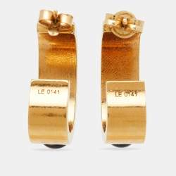 Pre Owned Louis Vuitton Gold Tone Gimme A Clue Hoop Earrings