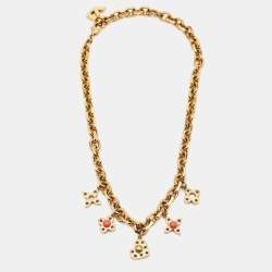 مملوكة مسبقًا Louis Vuitton Hide and Seek Resin Gold Tone Necklace
