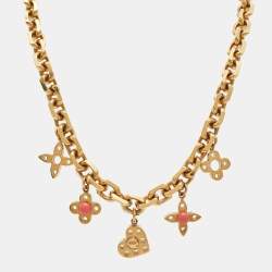 مملوكة مسبقًا Louis Vuitton Hide and Seek Resin Gold Tone Necklace