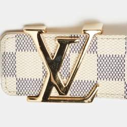 Pre Owned Louis Vuitton Damier Azur Canvas LV Initiales Belt 95 CM