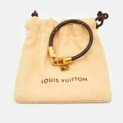 Pre Owned Louis Vuitton Monogram Luck It Brown Canvas Gold Tone Charm Bracelet
