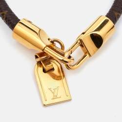 Pre Owned Louis Vuitton Monogram Luck It Brown Canvas Gold Tone Charm Bracelet