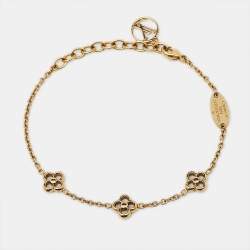 Pre Owned Louis Vuitton Flower Full Gold Tone Station Bracelet