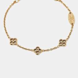 Pre Owned Louis Vuitton Flower Full Gold Tone Station Bracelet