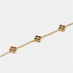 Pre Owned Louis Vuitton Flower Full Gold Tone Station Bracelet