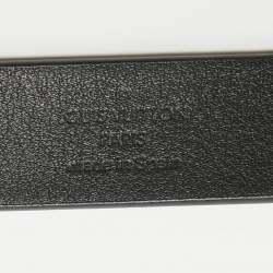 Pre Owned Louis Vuitton Black Embossed Leather LV Initiales Slim Belt 75 CM