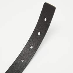 Pre Owned Louis Vuitton Black Embossed Leather LV Initiales Slim Belt 75 CM