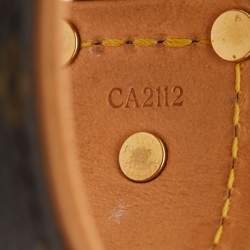 Pre Owned Louis Vuitton Gold Tone Save It Brown Monogram Canvas Wide Cuff Bracelet 17