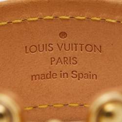 Pre Owned Louis Vuitton Gold Tone Save It Brown Monogram Canvas Wide Cuff Bracelet 17