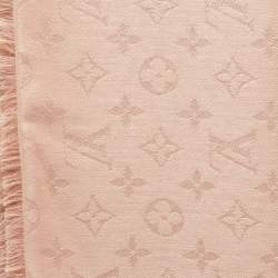 Pre Owned Louis Vuitton Pink Monogram Silk Blend Classic Shawl