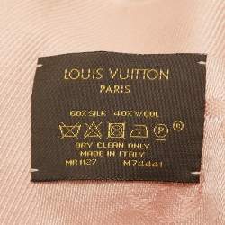 Pre Owned Louis Vuitton Pink Monogram Silk Blend Classic Shawl
