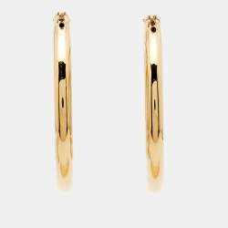 Pre Owned Louis Vuitton Louise Hoop Gold Tone Earrings