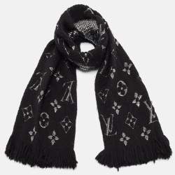 Pre Owned Louis Vuitton Black Logomania Shine Wool Scarf