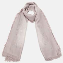 Pre Owned Louis Vuitton Pink Blurrygram Monogram Wool Blend Scarf 