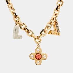 Pre Owned Louis Vuitton Love Letters Timeless Crystals Two Tone Bracelet