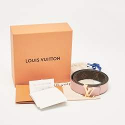 Pre Owned Louis Vuitton Rose Poudre Leather and Monogram Canvas LV Initiales Reversible Belt 80 CM
